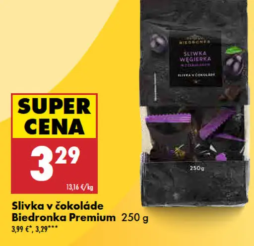 Biedronka premium slivka v čokoláde