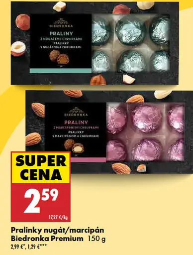 Biedronka Premium pralinky nugát/marcipán