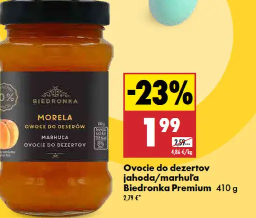Biedronka Premium ovocie do dezertov jahoda/marhuľa