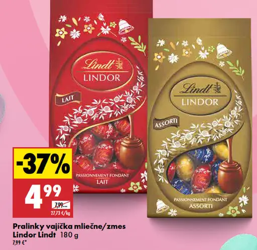 Lindt Lindor pralinky vajíčka mliečne alebo zmes