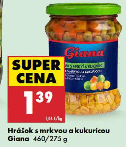 Giana hrášok s mrkvou a kukuricou