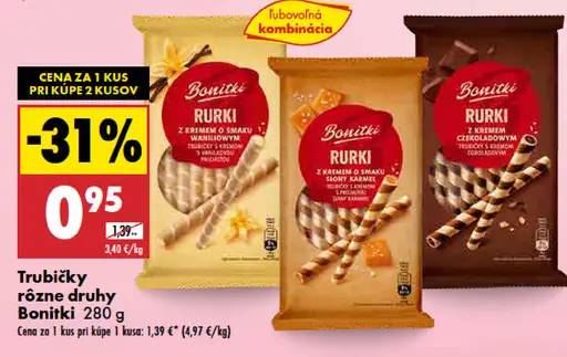 Bonitki trubičky rôzne druhy