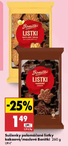 Bonitki sušienky polomáčané kakaové alebo maslové