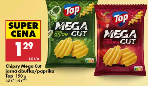 Top Chipsy Mega Cut jarná cibuľka/paprika