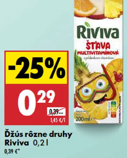 Riviva džús rôzne druhy