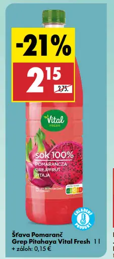Vital Fresh šťava pomaranč grep pitahaya