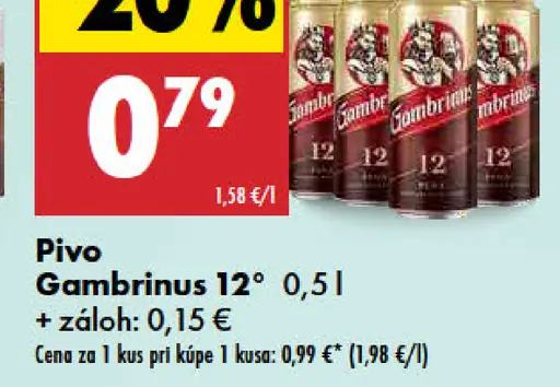 Gambrinus pivo 12° plechovka