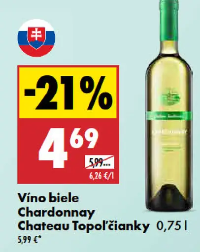 Chateau Topoľčianky víno biele Chardonnay
