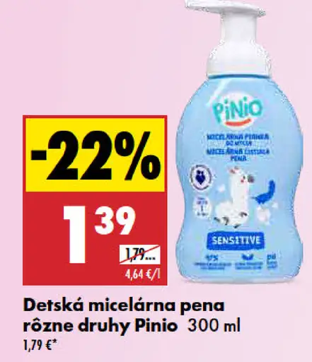 Pinio detská micelárna pena sensitive rôzne druhy