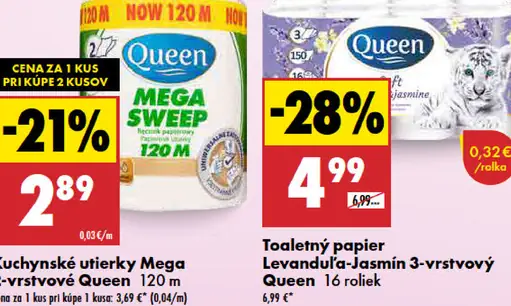 Queen Kuchynské utierky 2-vrstvové Mega