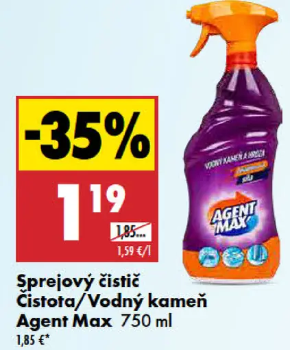 Agent Max Sprejový čistič Čistota/Vodný kameň
