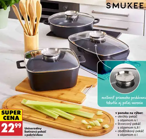 Smukee univerzálny liatinový pekáč s pokrievkou