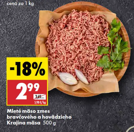 Krajina mäsa Mleté mäso zmes bravčového a hovädzieho mäsa