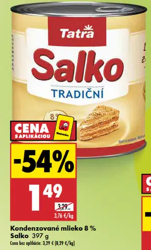 Tatra Salko kondenzované mlieko 8%