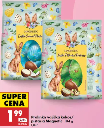 Magnetic pralinky vajíčka kokos/pistácia