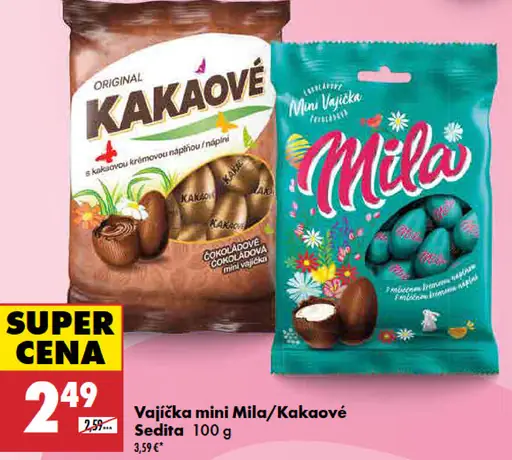 Sedita vajíčka mini Mila alebo Kakaové