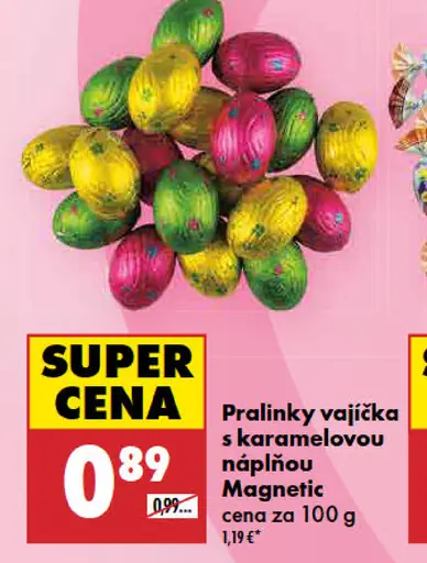 Magnetic pralinky vajíčka s karamelovou náplňou