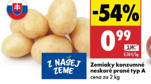 Zemiaky konzumné neskoré prané typ A