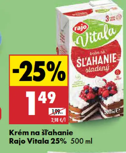 Rajo Vitala Krém na šľahanie 25%
