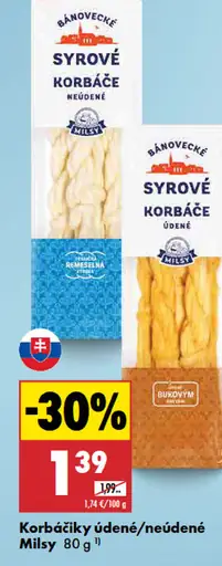 Milsy korbáčiky syrové údené / neúdené