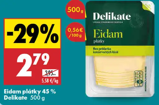 Delikate Eidam plátky 45%