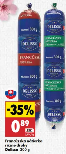 Delisso francúzska nátierka rôzne druhy