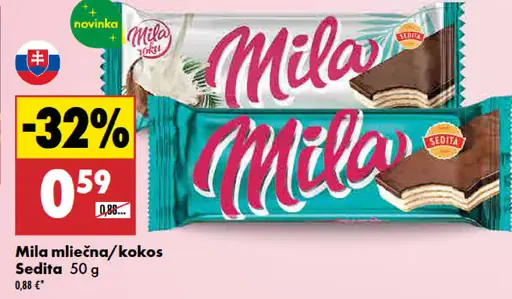 Sedita Mila mliečna/kokos rezná