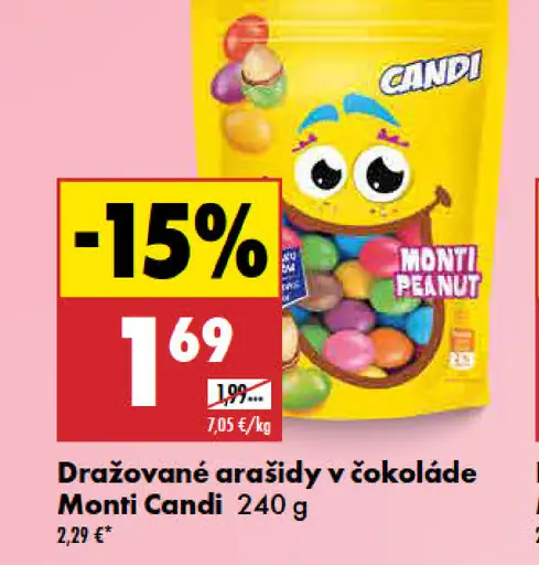 Candi dražované arašidy v čokoláde Monti