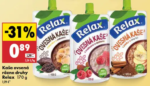 Relax kaša ovsená rôzne druhy