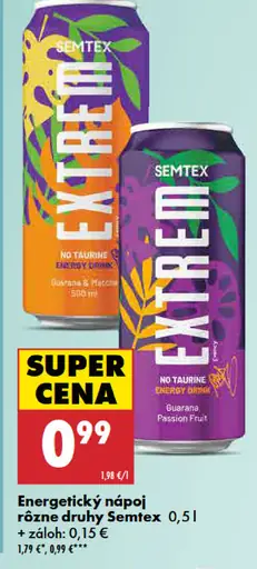 Semtex energetický nápoj rôzne druhy