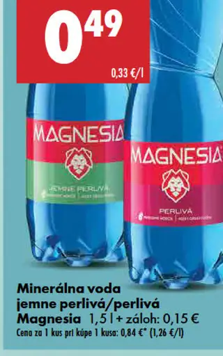 Magnesia Minerálna voda jemne perlivá
