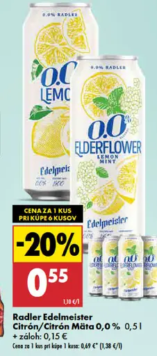 Radler Citrón/Citrón Mäta 0,0 % plechovka