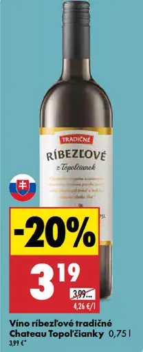 Tradičné ríbezľové Chateau Topoľčianky Vino