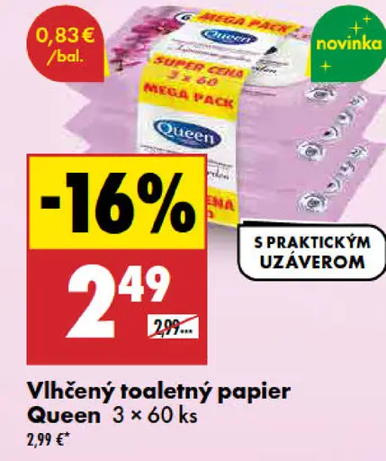 Queen vlhčený toaletný papier