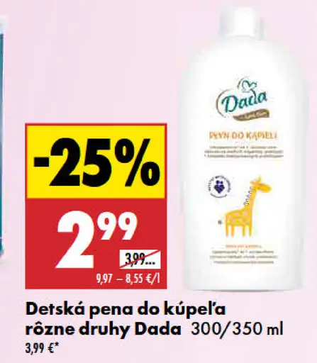 Dada detská pena do kúpeľa rôzne druhy
