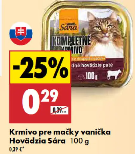 Sára krmivo pre mačky vanička hovädzia pašté