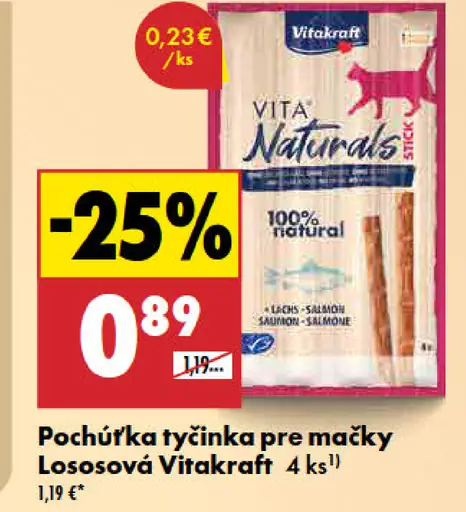 Vitakraft pochúťka tyčinka pre mačky lososová
