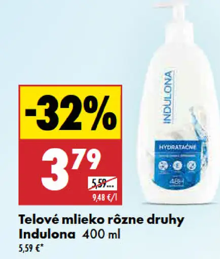 Indulona Telové mlieko rôzne druhy