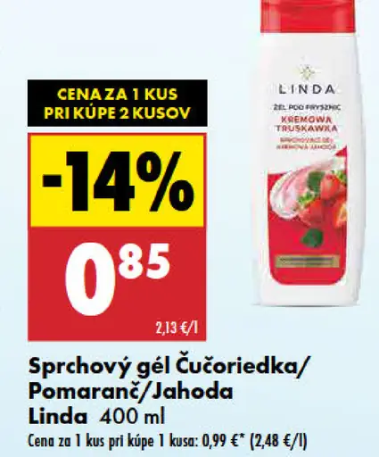 Linda sprchový gél čučoriedka, pomaranč alebo jahoda