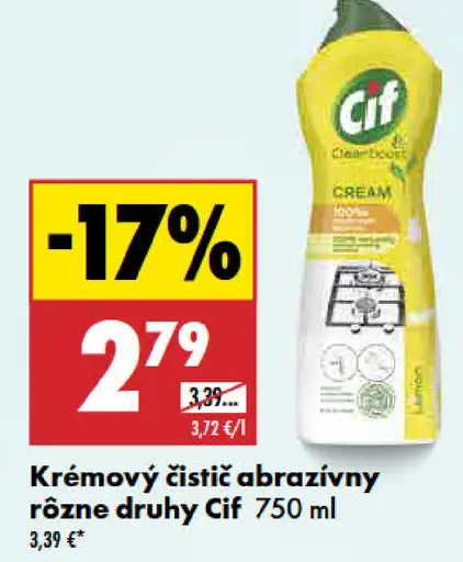 Cif krémový čistič abrazívny rôzne druhy
