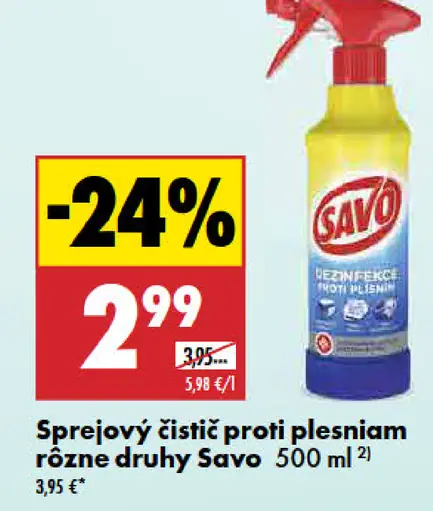 Savo sprejový čistič proti plesni rôzne druhy