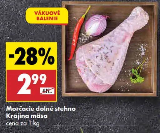 Krajina mäsa morčacie dolné stehno