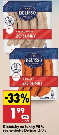Delisso biele klobásky zo šunky 95 %