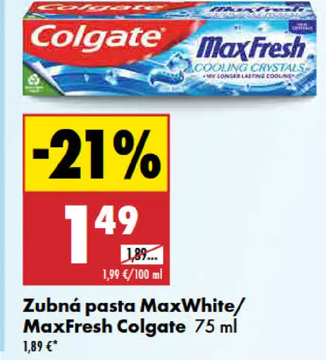 Colgate MaxWhite alebo MaxFresh zubná pasta