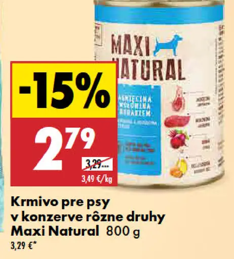 Maxi Natural krmivo pre psy v konzerve rôzne druhy