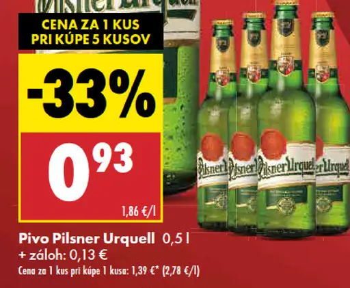 Pilsner Urquell pivo fľaša