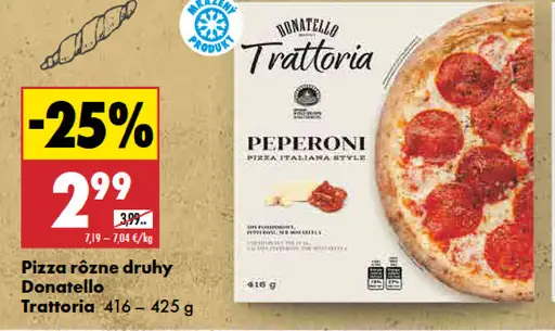 Donatello Trattoria pizza rôzne druhy