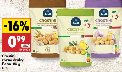 Pano Crostini chrumkavé snacky rôzne druhy