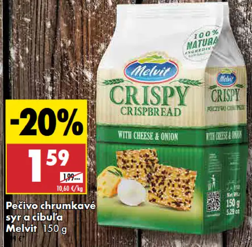 Melvit pečivo chrumkavé syr a cibuľa