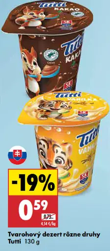 Tutti Tvarohový dezert rôzne druhy